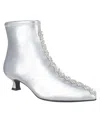 Impo Garda Bling Womens Zipper Faux Suede Ankle Boots In Silver