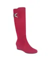 Impo Gurtha Womens Microsuede Wide Calf Knee-high Boots In Scarlet Red