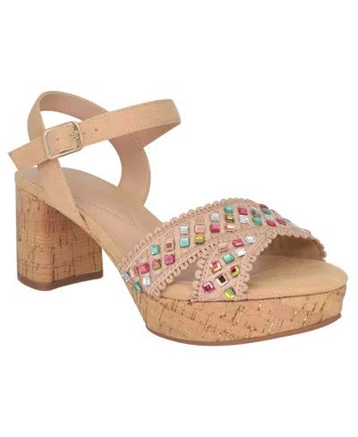 Impo Women's Nicolette Bling Platform Sandals In Latte,pastel Multi