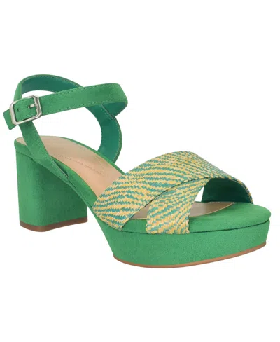 Impo Women's Nicolette Platform Block Heel Sandals In Natural,fern Green