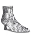 Impo Women's Nidia Sequin Kitten Heel Pointed Toe Ankle Booties In Pewter
