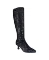 Impo Namora Sequin Womens Square Toe Zipper Knee-high Boots In Black