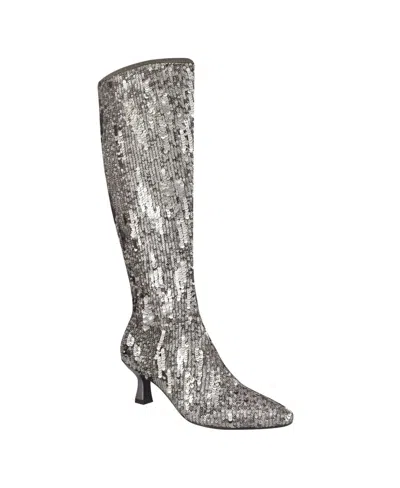 Impo Women's Nyree Memory Foam Stretch Sequin Boots In Taupe