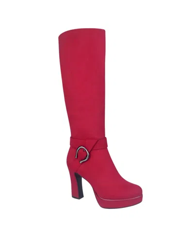 Impo Women's Olinda Memory Foam Stretch Platform Boots In Scarlet Red