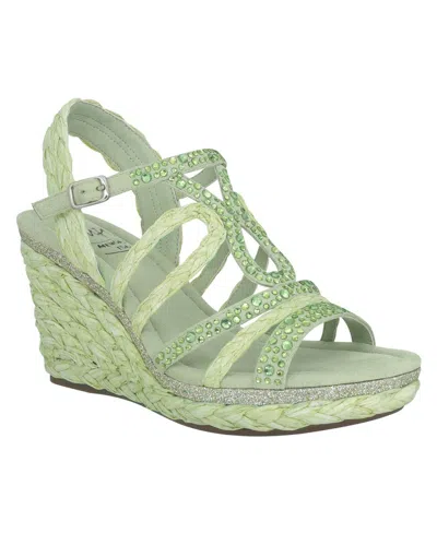 Impo Women's Omalia Raffia Platform Wedge Sandals In Mint Green