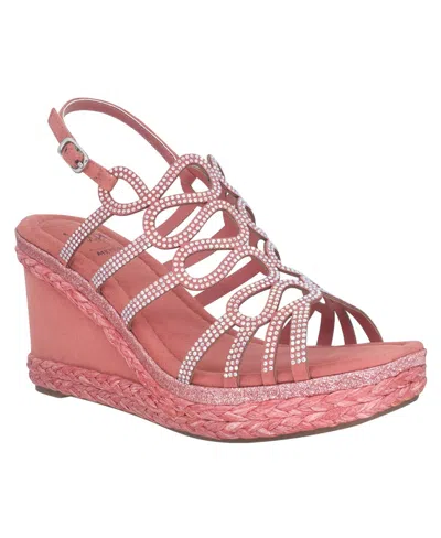 Impo Women's Orleans Raffia Platform Wedge Sandals In Faded Rose
