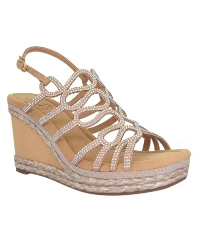 Impo Women's Orleans Raffia Platform Wedge Sandals In Latte