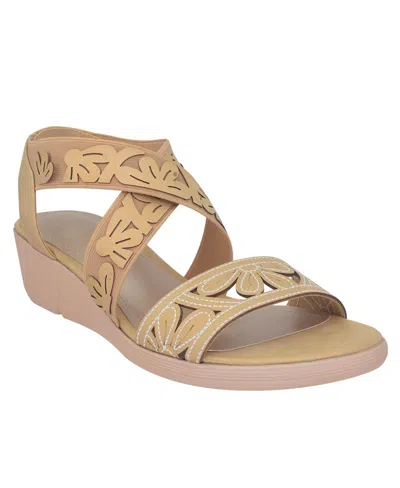 Impo Women's Rainey Laser Stretch Elastic Sandals In Latte