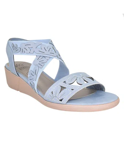 Impo Women's Rainey Laser Stretch Elastic Sandals In Soft Blue