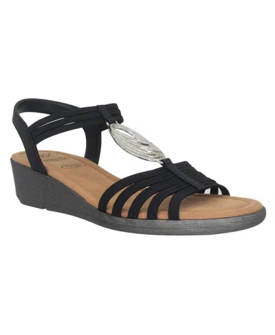 Impo Women's Ralana Ornamented Stretch Wedge Sandals In Black