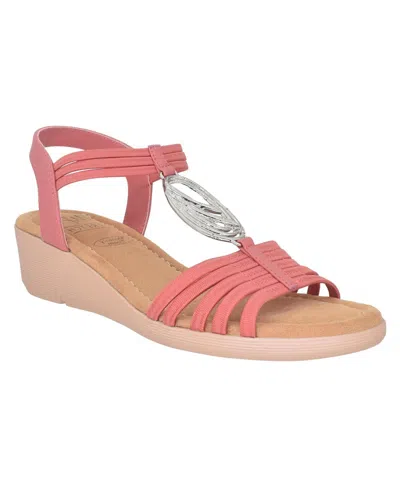 Impo Women's Ralana Ornamented Stretch Wedge Sandals In Faded Rose