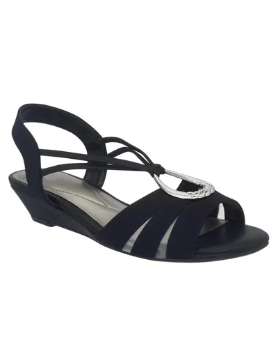 Impo Rita Womens Cushioned Footbed Faux Leather Wedge Sandals In Black