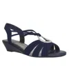 Impo Rita Womens Cushioned Footbed Faux Leather Wedge Sandals In Midnight Blue