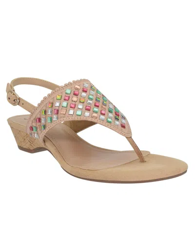 Impo Women's Roxee Embellished Thong Sandals In Latte,pastel Multi