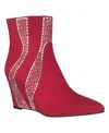 Impo Women's Temple Memory Foam Wedge Booties In Scarlet Red