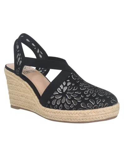 Impo Women's Tuccia Laser Cut Platform Wedge Sandals In Black