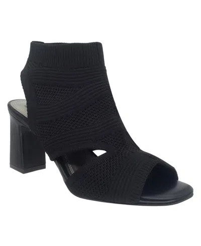 Impo Women's Vader Stretch Knit Peep Toe Block Heel Shooties In Black