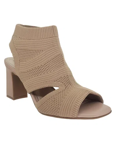 Impo Women's Vader Stretch Knit Peep Toe Block Heel Shooties In Praline