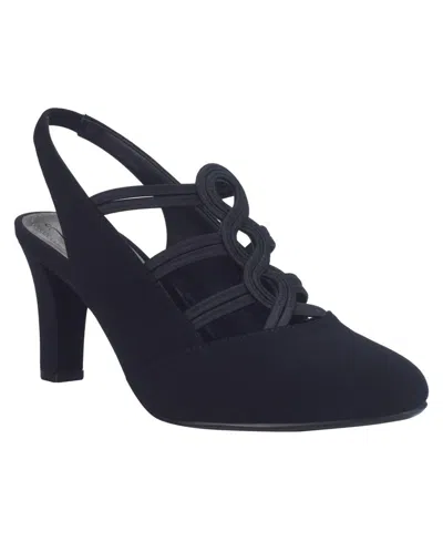 Impo Women's Velia Memory Foam Stretch Slingback Pumps In Black-faux Suede