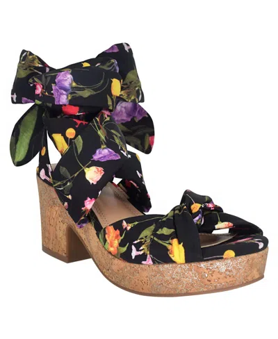 Impo Women's Vinya Ankle Wrap Platform Sandals In Black,bright Multi