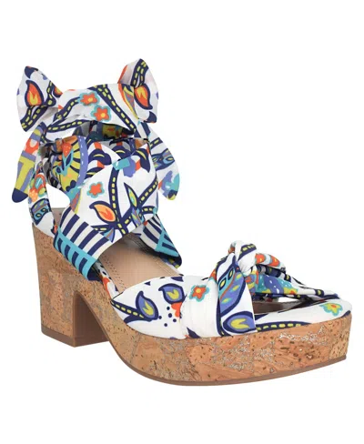 Impo Women's Vinya Ankle Wrap Platform Sandals In Blue Multi