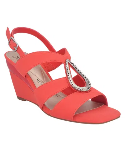 Impo Women's Violette Ornamented Wedge Sandals In Hot Coral