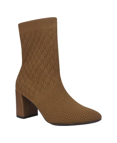 Impo Women's Vyra Stretch Knit Block Heel Booties In Toffee