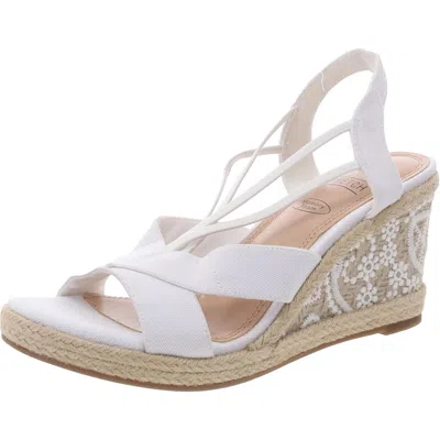 Impo Womens Embroidered Man Made Wedge Heels In White