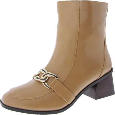 Impo Womens Faux Leather Chain Ankle Boots In Brown