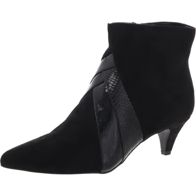Impo Womens Faux Suede Mixed Media Booties In Black