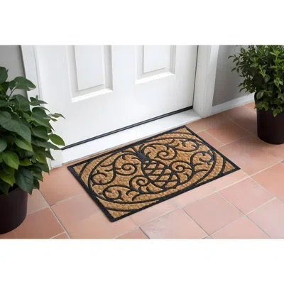 Imports Decor 18" X 30" Brown And Black Rubber Pineapple Outdoor Door Mat