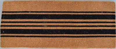 Imports Decor Black & Natural Striped Coir Door Mat, Handwoven Outdoor Entry Mat With Anti-slip Backing
