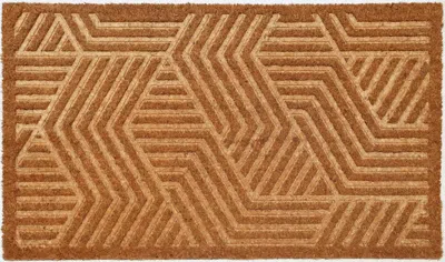 Imports Decor Brown Embossed Coir Door Mat, Natural Coconut Fiber Entry Rug With Non-skid Pvc Backing