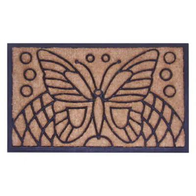 Imports Decor Butterfly Coir Door Mat, Non-slip Rubber Backed Outdoor Entryway Rug, Durable Dirt Scraper Welcome M In Brown