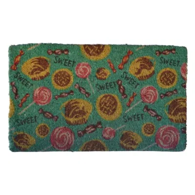 Imports Decor Candy Design Coir Doormat, Sweet Tooth Coconut Fiber Door Mat With Weather Resistant Print For Indoo