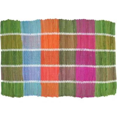 Imports Decor Colorful Plaid Cotton Door Mat, Handwoven 100% Cotton Rug, Soft Absorbent Indoor Floor Mat For Kitch In Multi