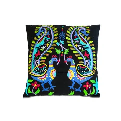 Imports Decor Cotton Throw Pillow In Black,green,blue,pink