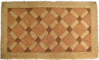 Imports Decor Cross Board Pattern Handcrafted Door Mat, Geometric Woven Entryway Rug, Durable Indoor Outdoor Floor