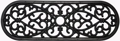 Imports Decor Decorative Rubber Door Mat - Elliptical Curl Design Non-slip Outdoor Entryway Mat For Patio, Porch & In Black