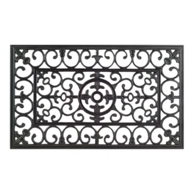 Imports Decor Decorative Rubber Door Mat - Napoleon Design Non-slip Outdoor Entryway Mat For Patio, Porch & Garden In Black