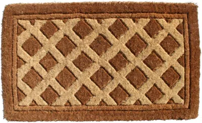 Imports Decor Diamonds Pattern Handcrafted Door Mat, Geometric Woven Entryway Rug, Durable Indoor Outdoor Floor Ma In Brown