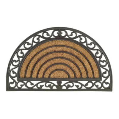 Imports Decor Grill Half Round Coir Door Mat, Non-slip Rubber Backed Outdoor Entryway Rug, Durable Dirt Scraper We