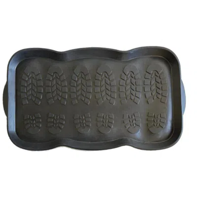 Imports Decor Heavy Duty Rubber Boot Tray With Shoe Print Design - Waterproof Floor Mat For Entryway, Mudroom & Ou