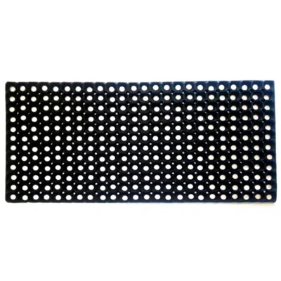 Imports Decor Hollow Rubber Door Mat - Non-slip Drainage Outdoor Mat For Entryway, Poolside, Bathroom & Wet Areas In Black