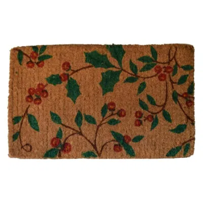 Imports Decor Holly Princess Printed Coir Door Mat, Handwoven Outdoor Entry Mat With Anti-slip Backing In Brown
