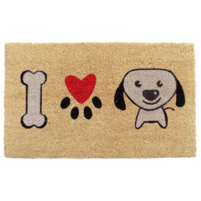 Imports Decor I Love Puppy Coir Door Mat, Cute Dog Coconut Fiber Doormat With Non-slip Pvc Backing, Indoor Outdoor