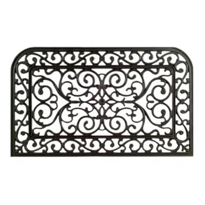 Imports Decor Monarch Wrought Iron Rubber Door Mat, Non-slip Indoor Outdoor Entryway Mat, Natural & Recycled Rubbe In Black
