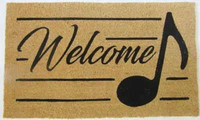 Imports Decor Music Note Welcome Coir Door Mat, Musical Theme Coconut Fiber Doormat With Non-slip Pvc Backing, Ind In Brown