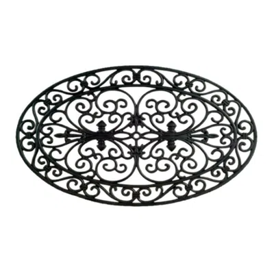 Imports Decor Oval Rubber Door Mat - Decorative Non-slip Outdoor Entryway Mat For Patio, Porch & Garden In Black