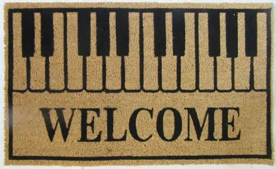 Imports Decor Piano Keys Welcome Coir Door Mat, Music Theme Coconut Fiber Doormat With Non-slip Pvc Backing, Indoo In Brown